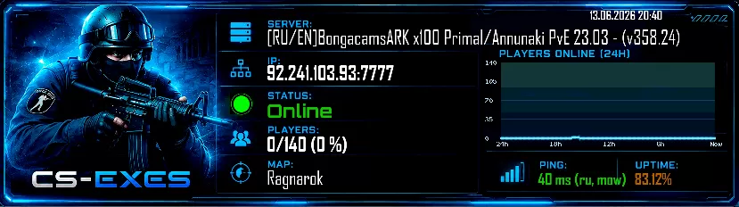 [RU/EN]BongacamsARK x100 Primal/Annunaki PvE 23.03 - (v358.24)