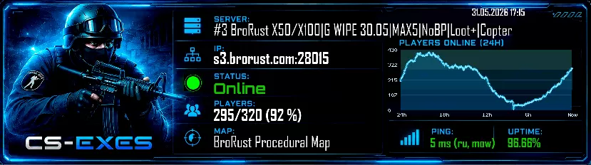 #3 BroRust X50/X100|G WIPE 30.05|MAX5|NoBP|Loot+|Copter