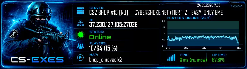 CS2 BHOP #15 [RU] — CYBERSHOKE.NET (TIER 1-2 - EASY, ONLY EME
